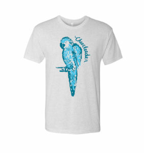 cheerleader Parrot white heather next level T-shirt blue
